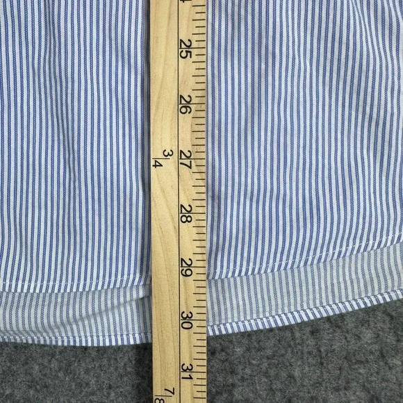 Michael Kors Mens Blue White Striped Cotton Long Sleeve Button Down Shirt - Picture 6 of 6